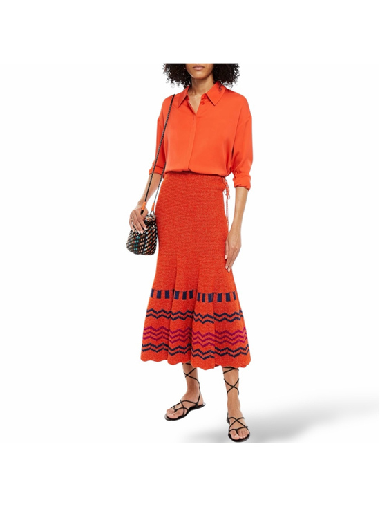 Valentino Dresses & Skirts - Valentino Garavani Wool Knit Midi Skirt Fluted Jacquard Size XS Fits Small NWT
